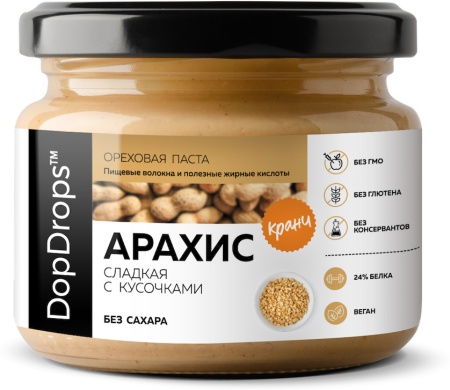 DopDrops паста Арахис (Сладкий Кранч) 250 гр